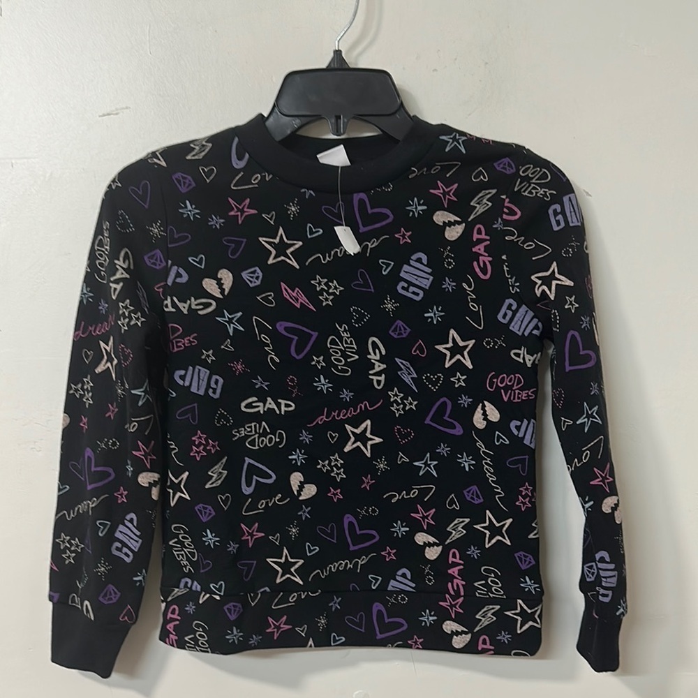 GAP Kids Black Graphic Long Sleeve Shirt